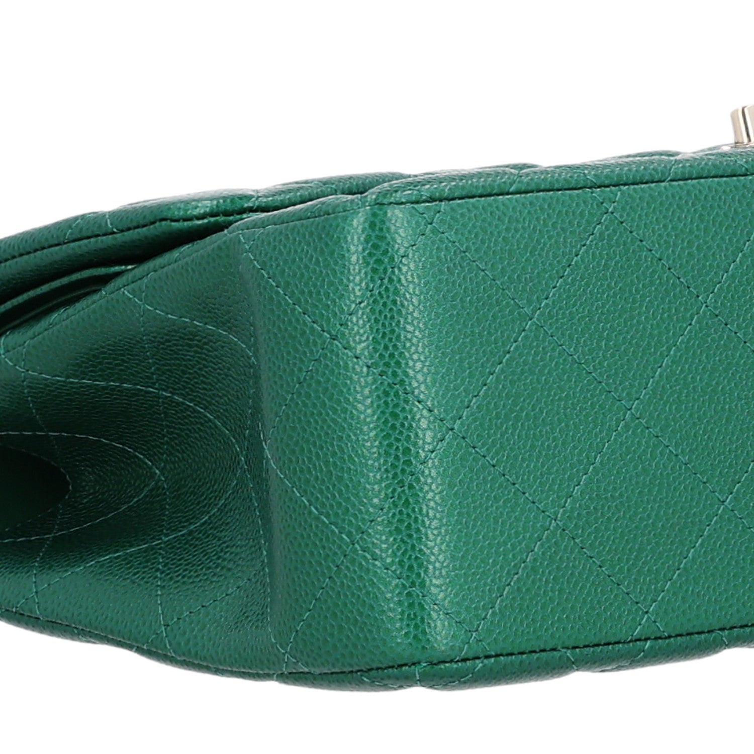 Chanel Metallic Caviar Quilted Jumbo Double Flap Green 9 of 10