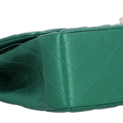 Chanel Metallic Caviar Quilted Jumbo Double Flap Green 9 of 10