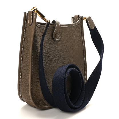 Hermes Taurillon Clemence Amazone Evelyne TPM Etoupe Bleu Indigo 3 of 10