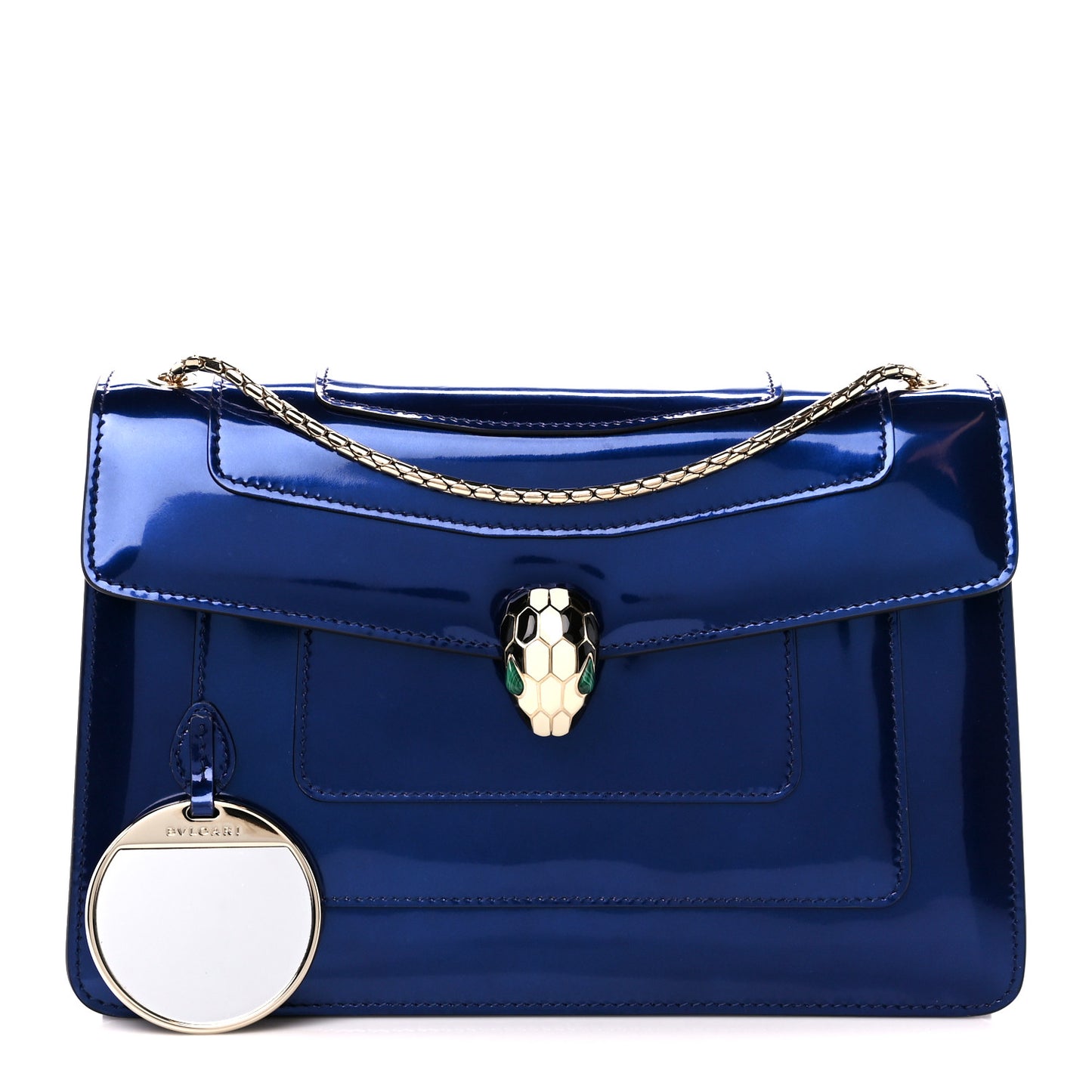Metallic Calfskin Serpenti Forever Shoulder Bag Blue