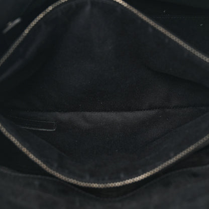 Saint Laurent Crocodile Embossed Suede Small Supple Sac de Jour Black 6 of 18