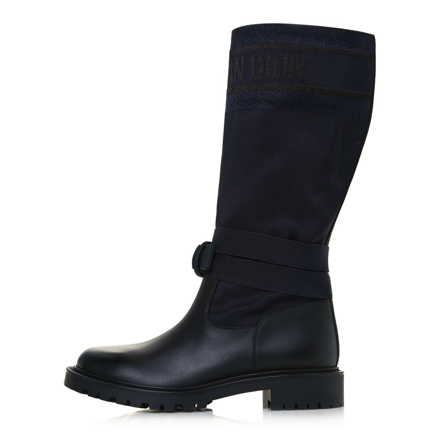 Christian Dior Technical Fabric Calfskin D-Major Boots 38.5 Black Blue 1 of 7