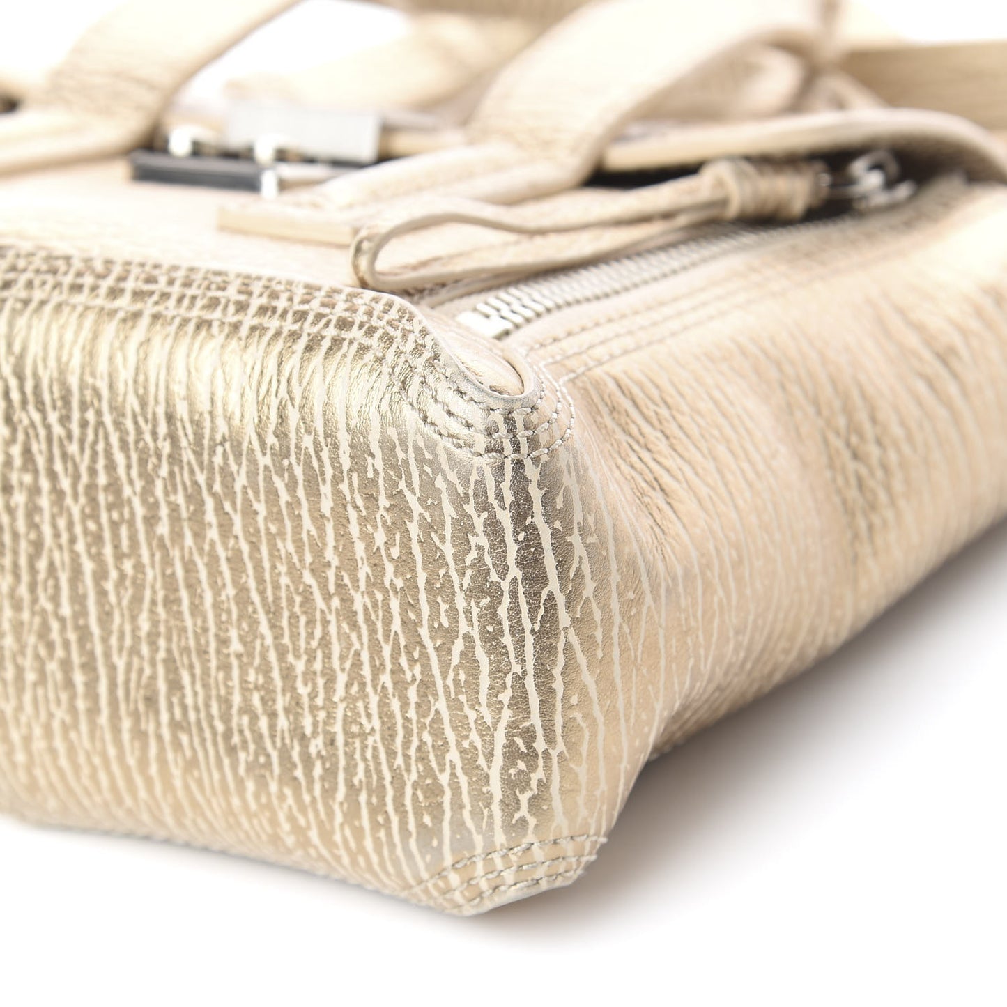 3.1 Textured Calfskin Mini Pashli Satchel Nude Platinum