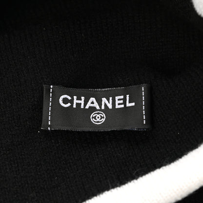 Chanel Cashmere CC Beanie Hat Black White 5 of 6