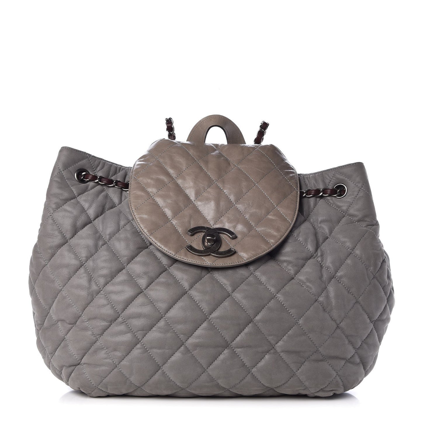 Iridescent Calfskin Quilted In The Mix Backpack Grey