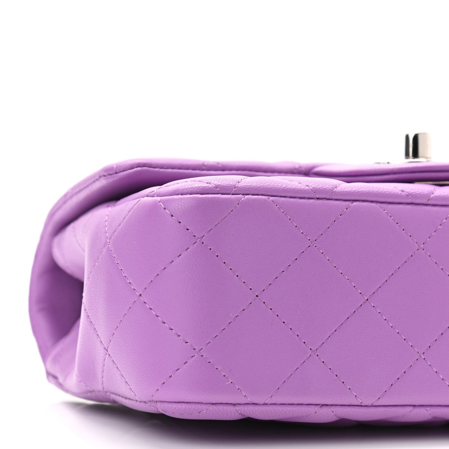 Lambskin Quilted Mini Rectangular Flap Purple