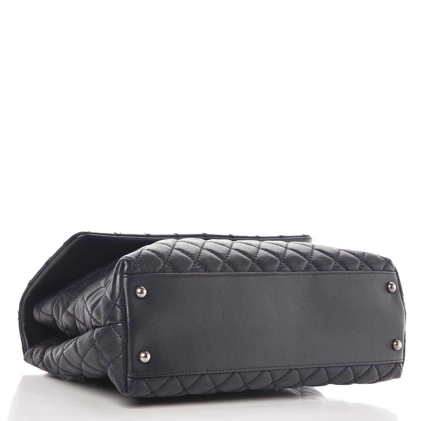 Caviar Lizard Quilted Medium Coco Handle Flap Navy