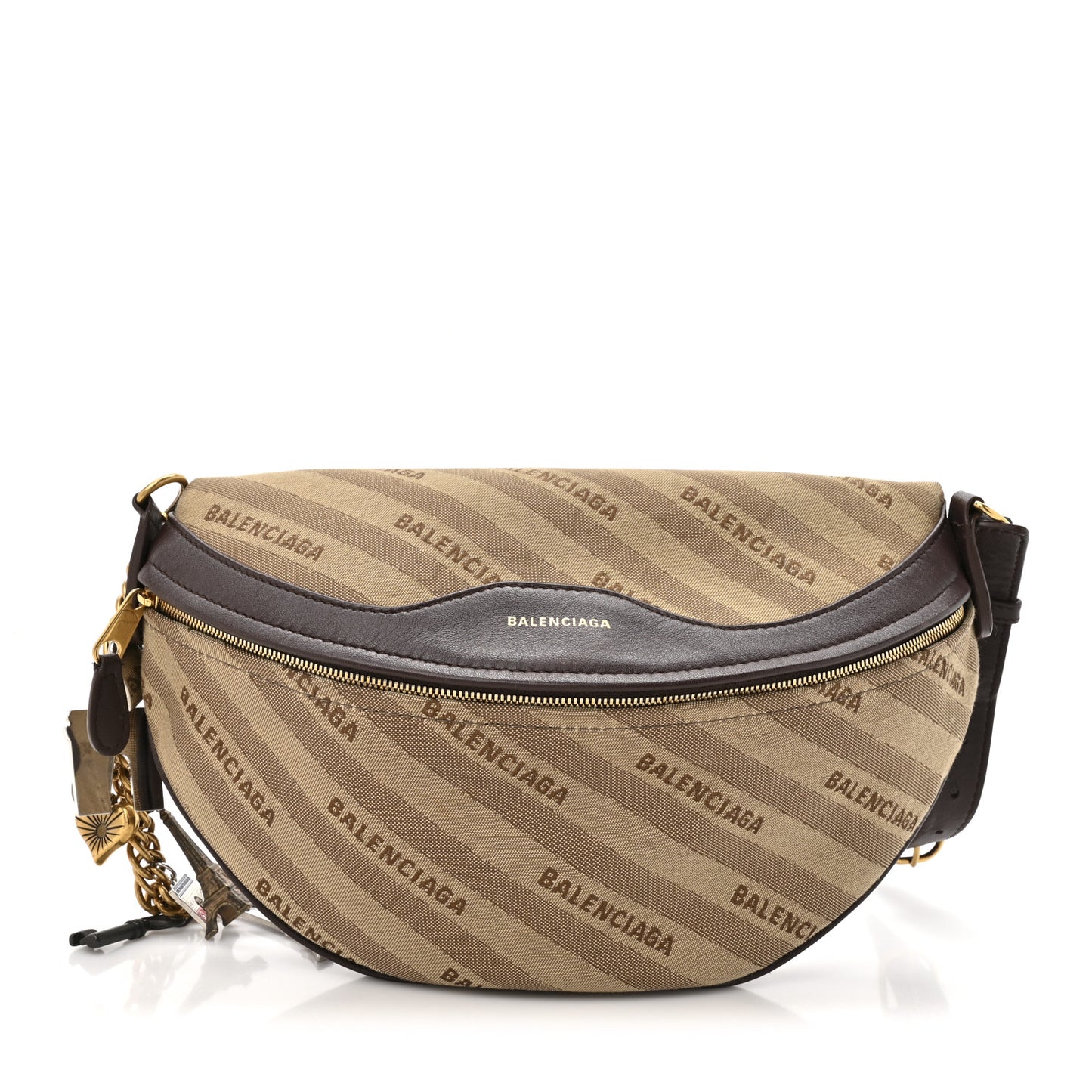 Canvas Jacquard Diagonal Allover Logo XS Souvenir Belt Bag Brown