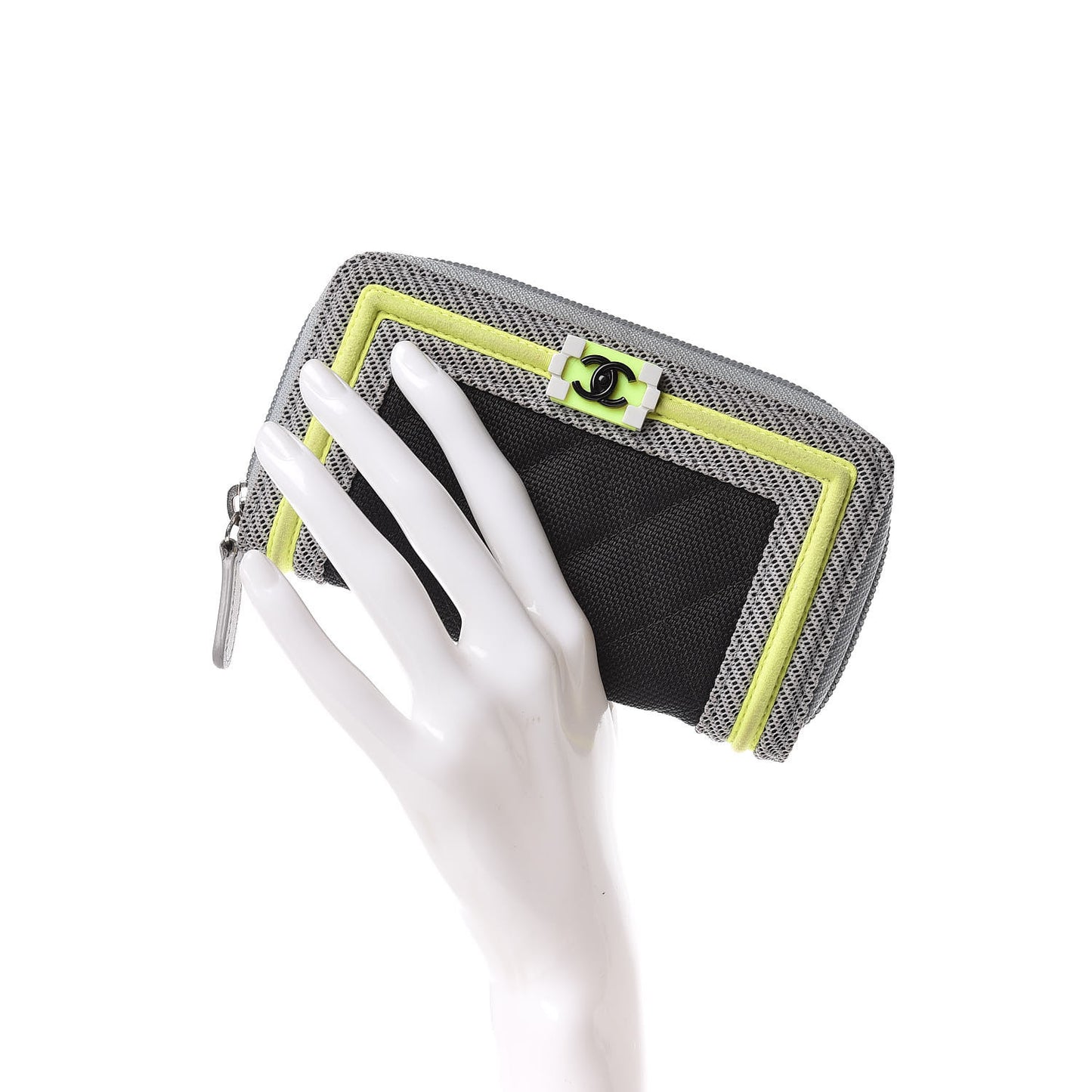 Canvas Quilted Small Fluo Boy Zip Around Wallet