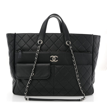 Chanel Calfskin Quilted Ultra Pocket Shopping Tote Black 1 of 12