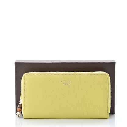 Gucci Pebbled Calfskin Bamboo Tassel Zip Around Wallet Citrus 8 of 8