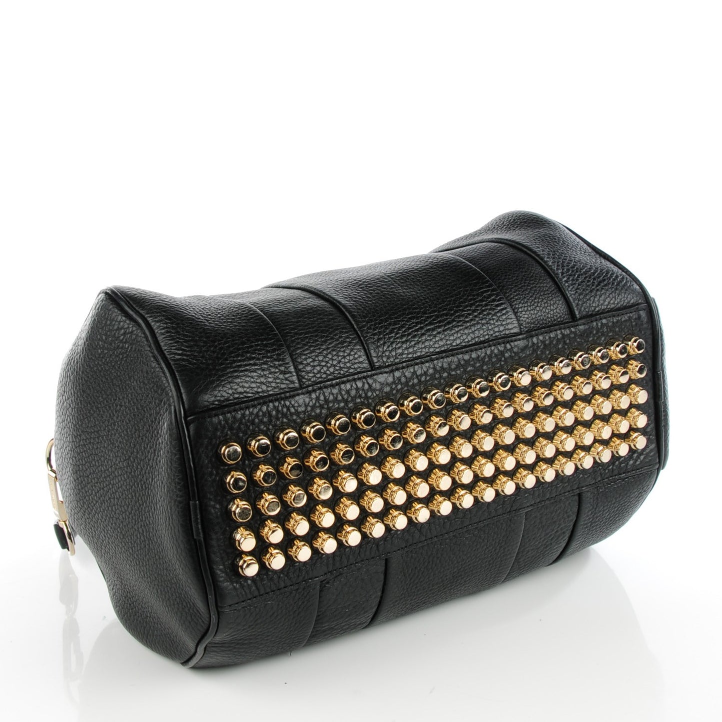Pebbled Lambskin Rocco Duffel Black Pale Gold Hardware