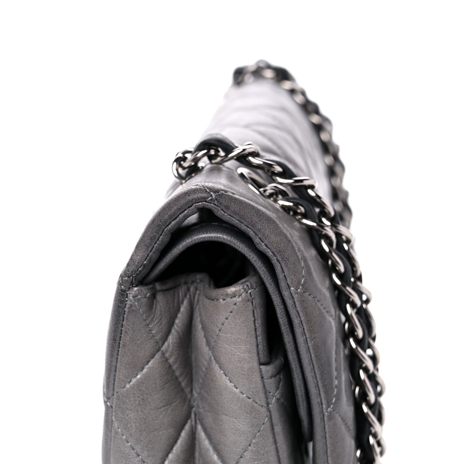 Chanel Lambskin Quilted Medium Double Flap Dark Grey 25 of 26