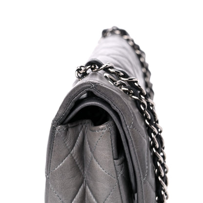 Chanel Lambskin Quilted Medium Double Flap Dark Grey 25 of 26