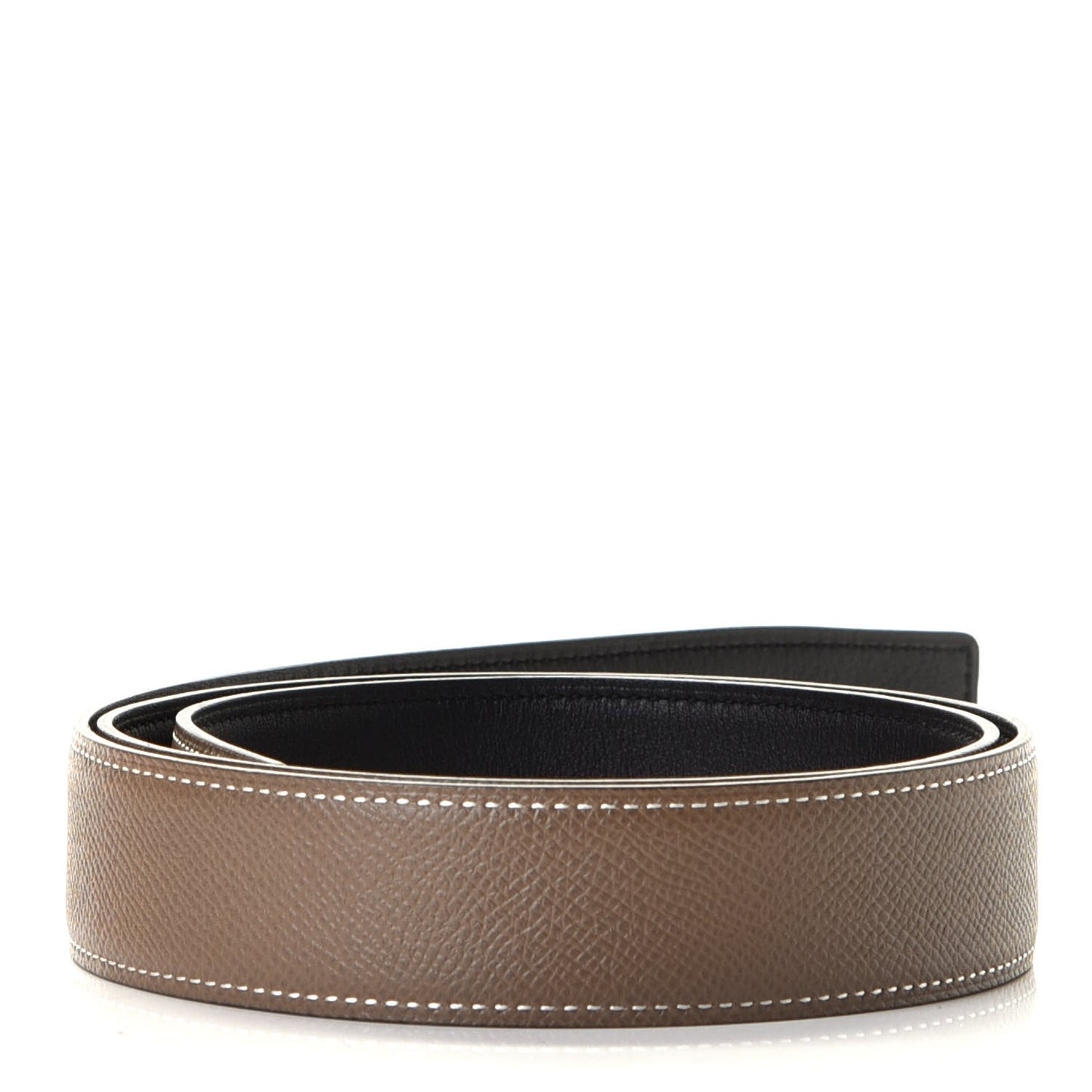 Box Epsom 32mm Belt Strap 90 Black Etoupe