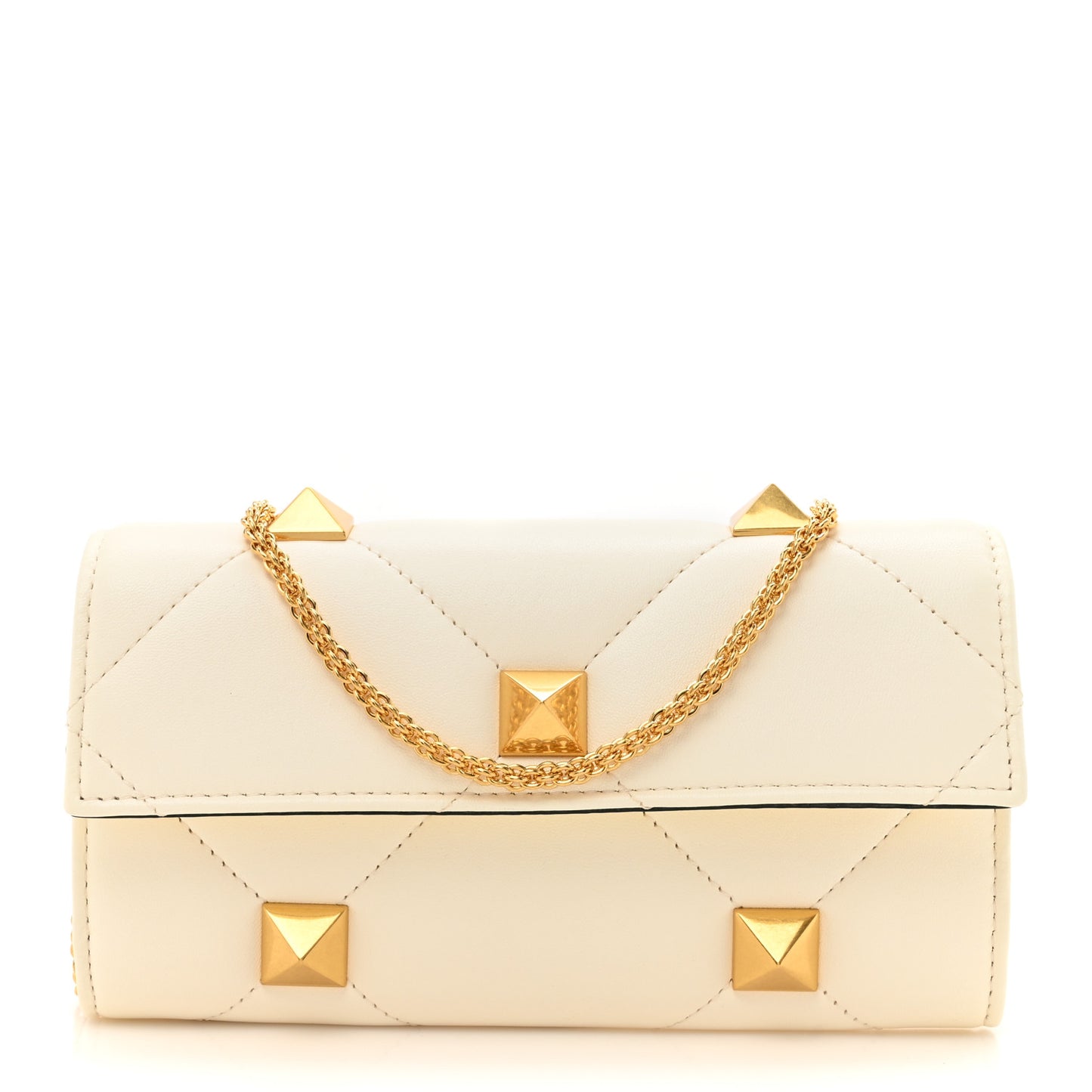 Nappa Roman Stud Wallet on Chain Ivory