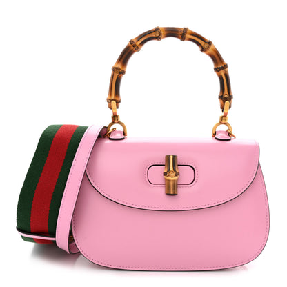 Gucci Boarded Dyana Lux Calfskin Web Small Bamboo 1947 Top Handle Bag Nice Pink 3 of 13