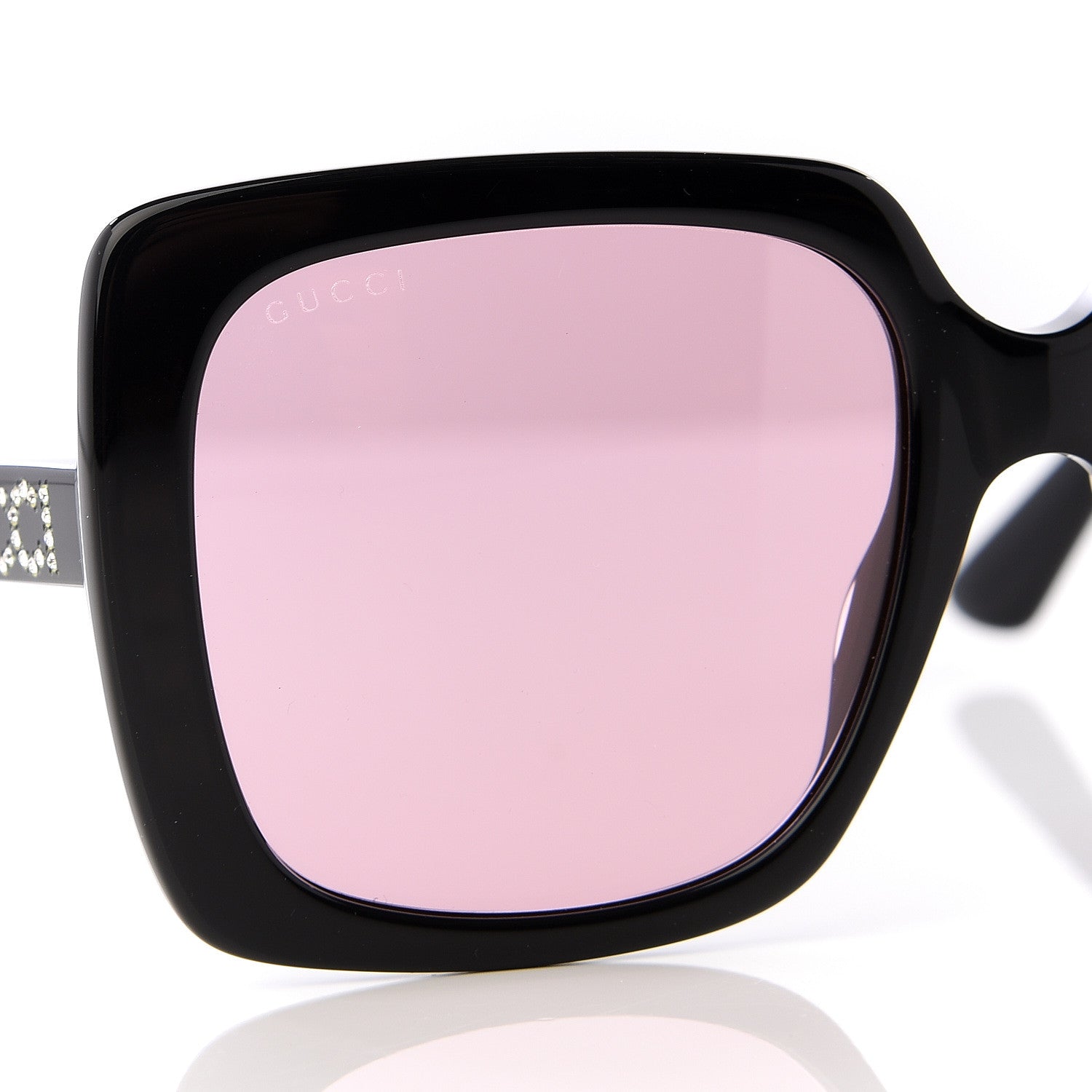 Gucci Crystal Square Frame GG Sunglasses GG0418S Black Pink 7 of 8
