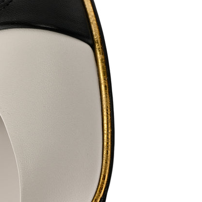 Chanel Lambskin Cap Toe Open Wedge 39 Black White 9 of 13