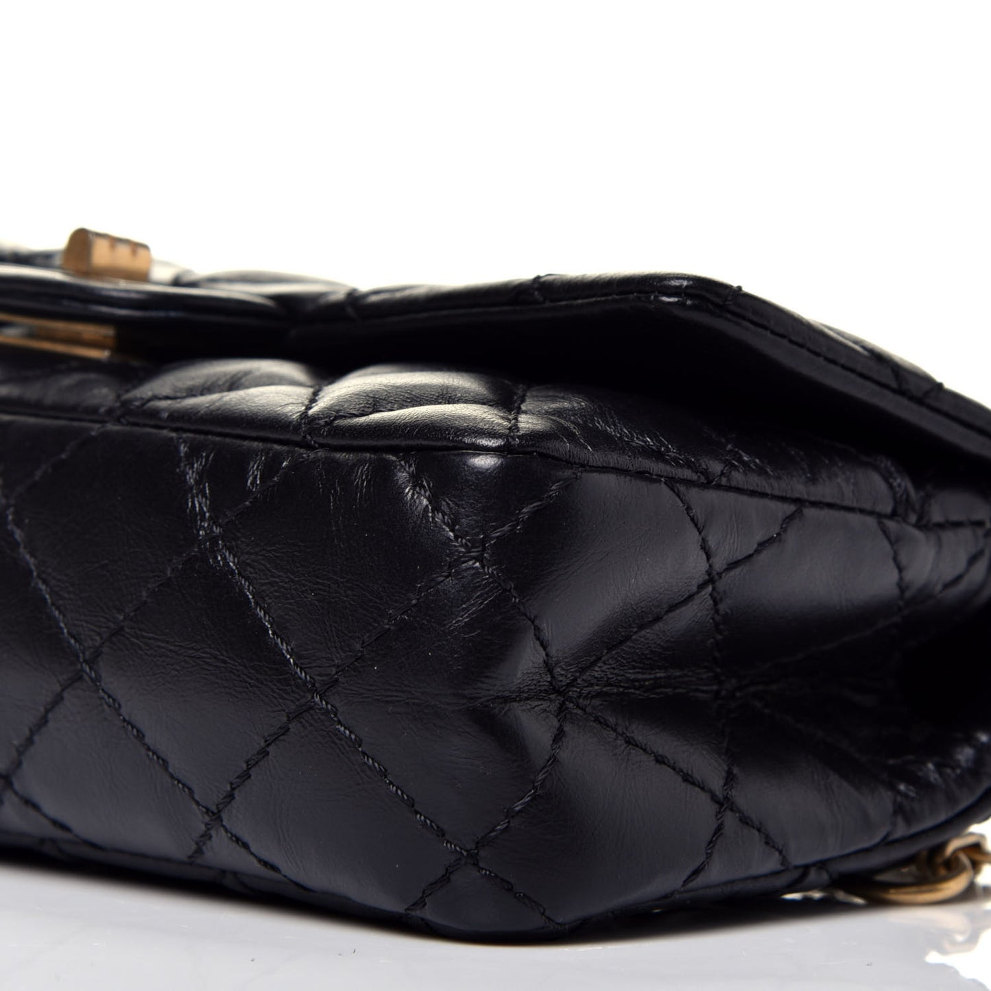 Aged Calfskin Quilted 2.55 Reissue Chain Waist Bag Black