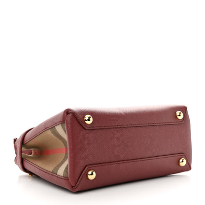 Burberry Grainy Calfskin House Check Small Banner Tote Crimson 4 of 9