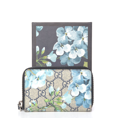 Gucci GG Supreme Monogram Blooms Zip Around Card Case Wallet Beige Blue Navy 10 of 10