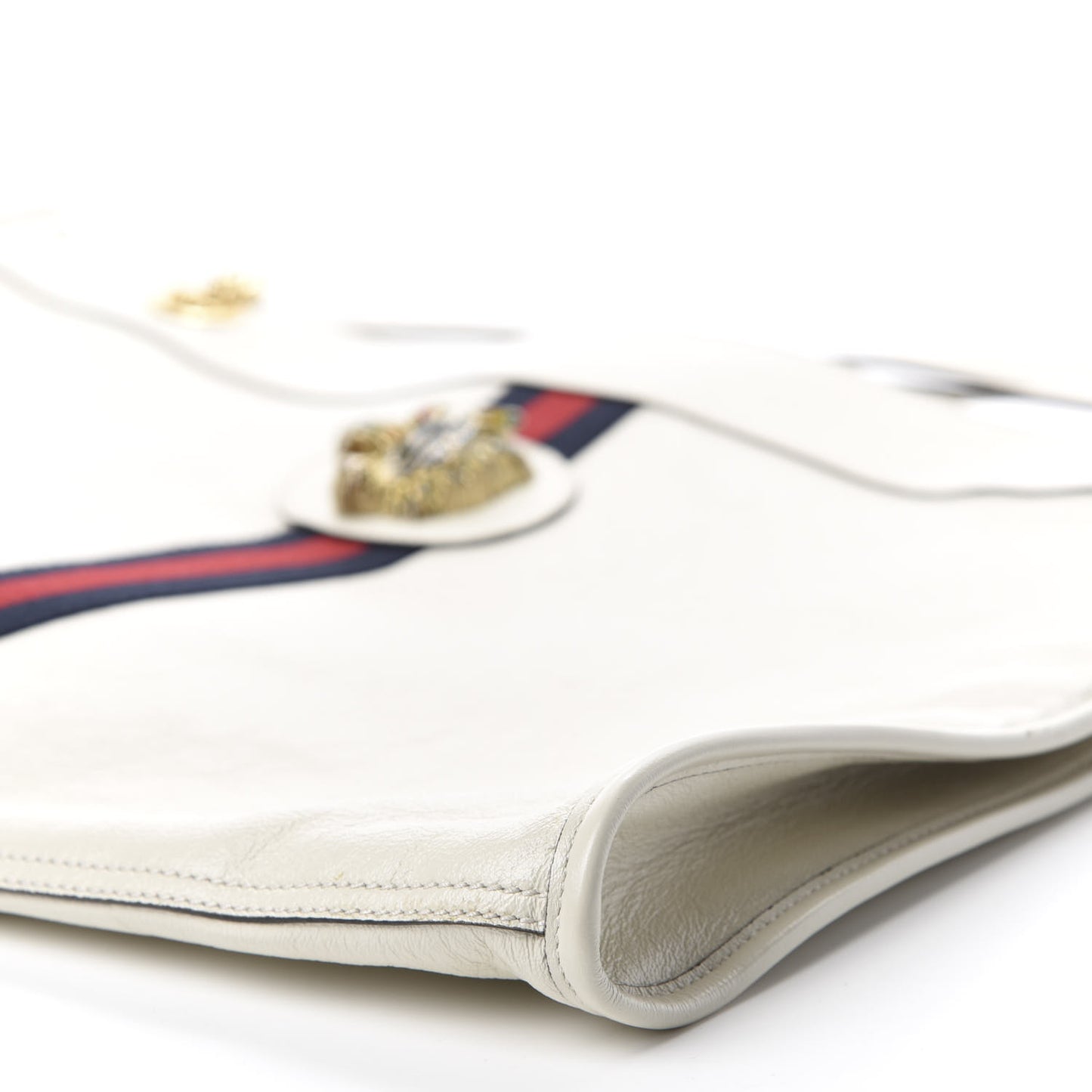 Suede Calfskin Large Rajah Chain Tote White