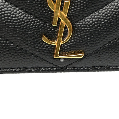 Saint Laurent Grain De Poudre Matelasse Chevron Monogram Credit Card Case Black 8 of 10