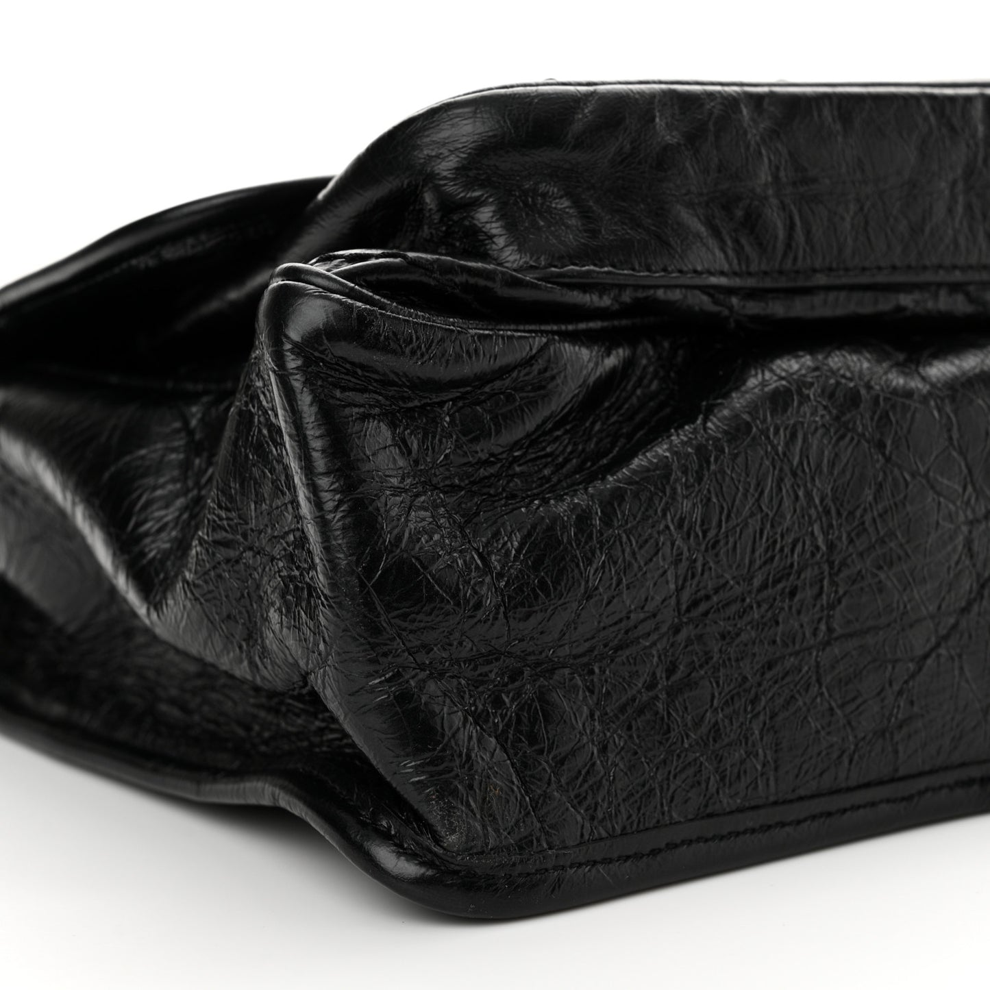 Crinkled Calfskin Matelasse Monogram Medium Niki Chain Satchel Black