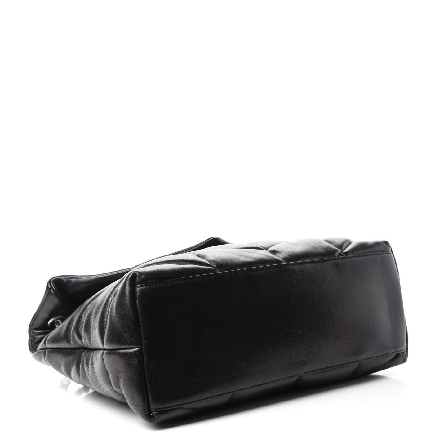 Lambskin Quilted Medium Loulou Puffer Monogram Chain Satchel Black