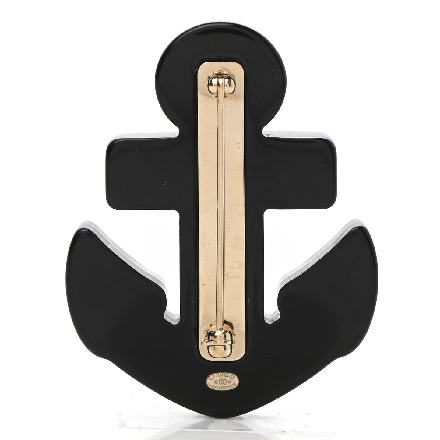 Resin Pearl Anchor CC Brooch Black Blue