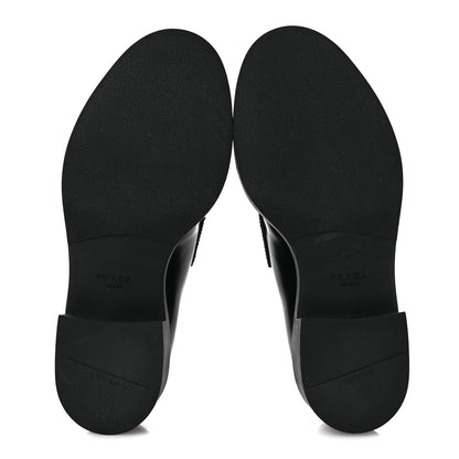 Prada Spazzolato Metal Triangle Logo 50mm Loafers 36 Black 7 of 11