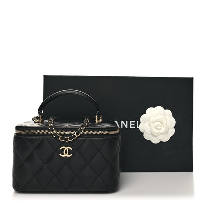 Chanel Lambskin Quilted Small Top Handle Vanity Case With Chain Black 12 of 12