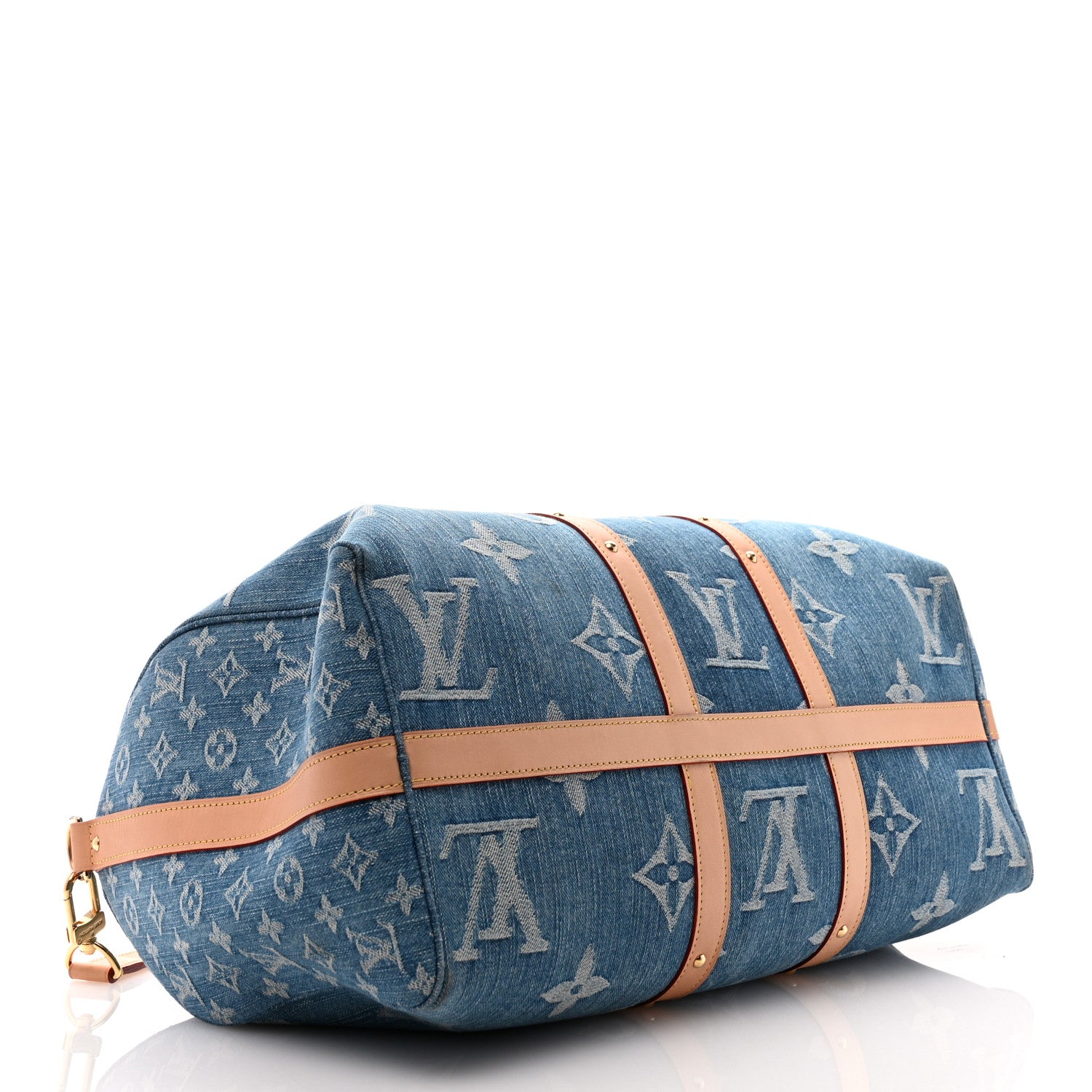 Louis Vuitton Denim Monogram New LV Remix Keepall Bandouliere 45 Blue 3 of 12