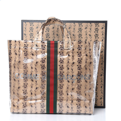 Gucci X COME DE GARCONS Plastic Web Floral Paper Shopper Tote 9 of 9