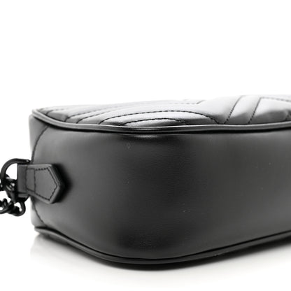 Gucci Calfskin Matelasse Monochrome Small GG Marmont Chain Shoulder Bag Black 9 of 10