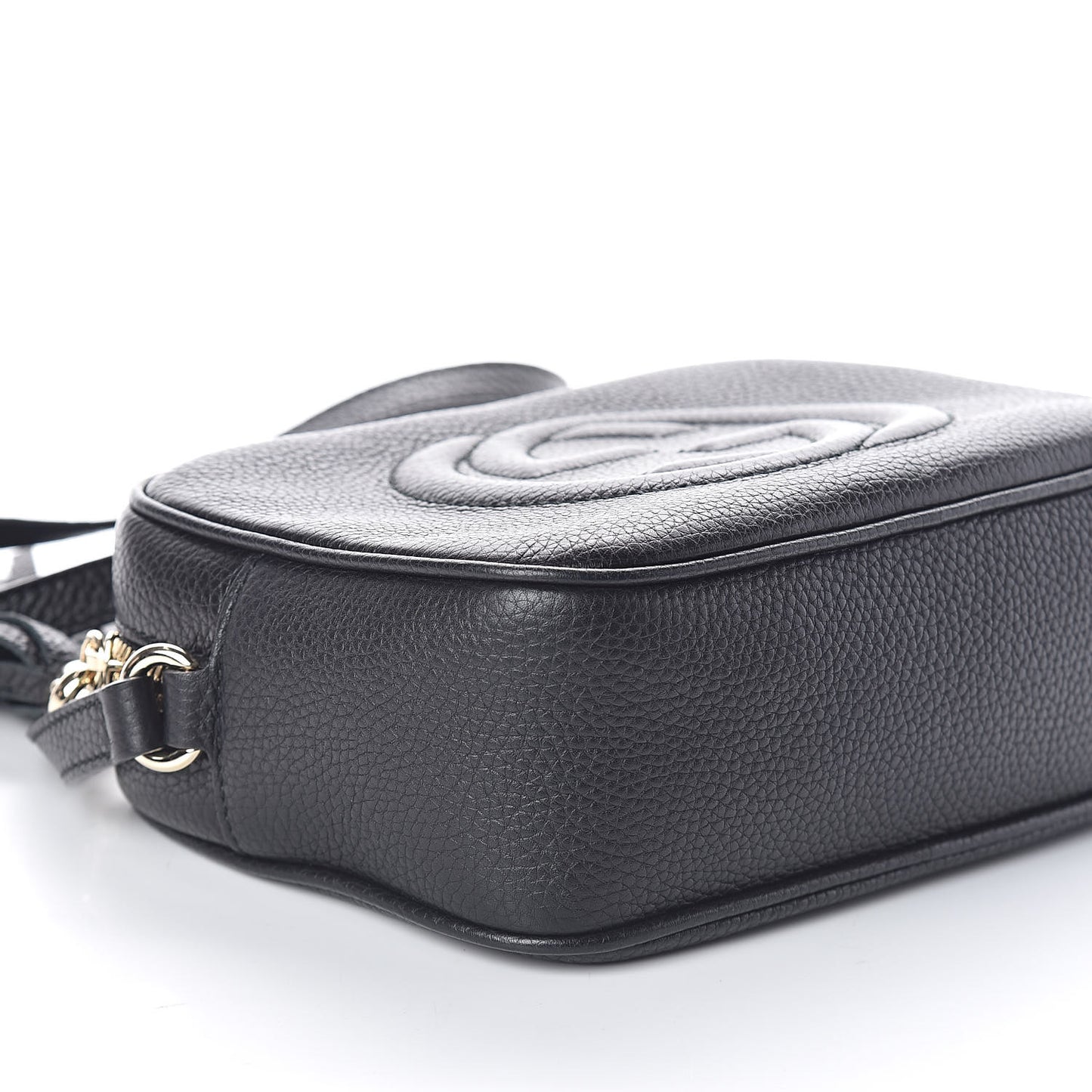 Pebbled Calfskin Small Soho Disco Bag Black