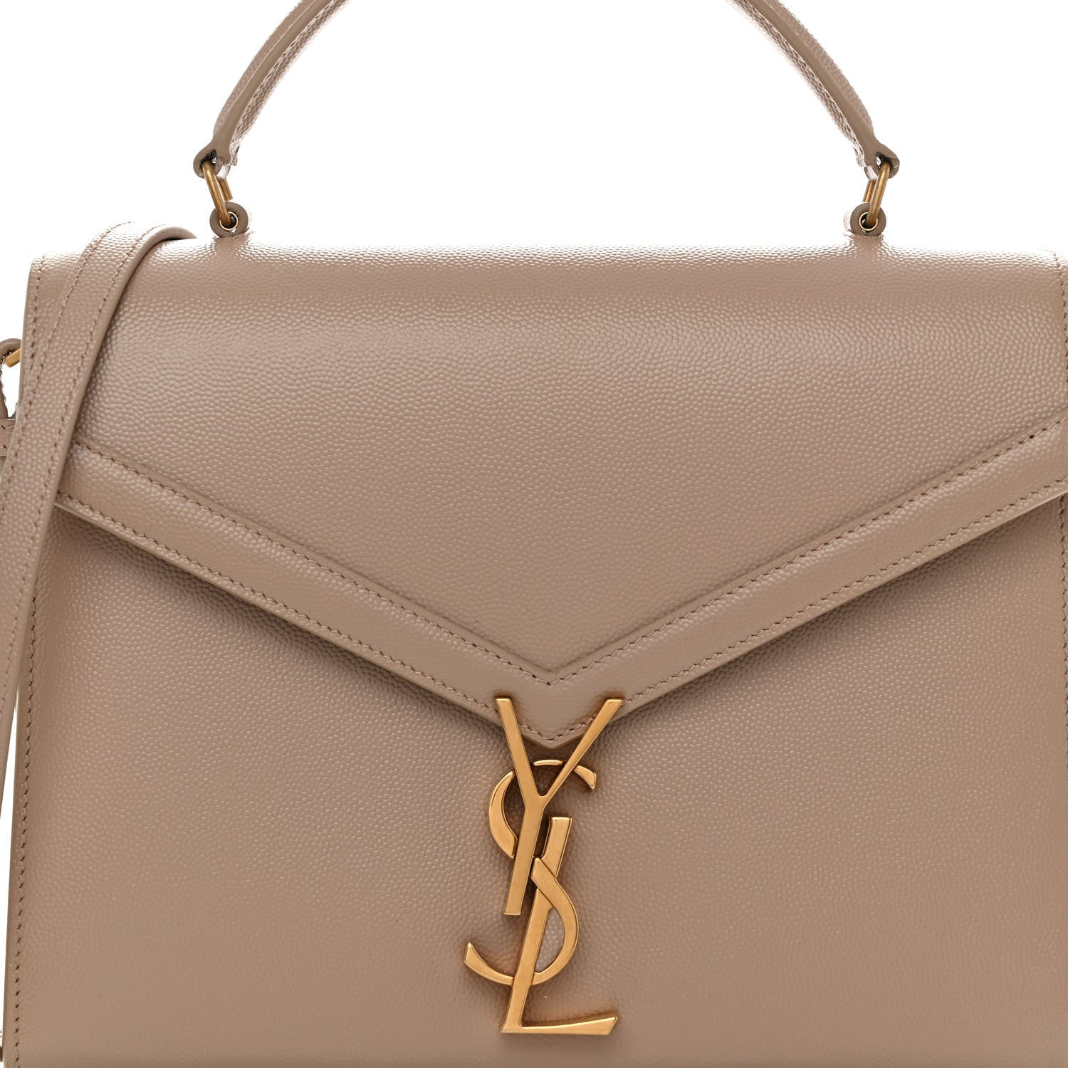 Saint Laurent Grain de Poudre Medium Classic Monogram Cassandra Top Handle Dark Beige 7 of 11