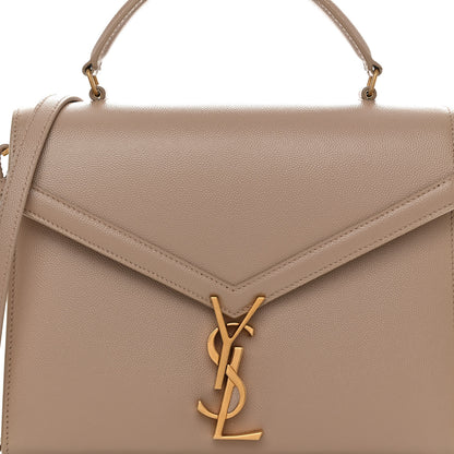 Saint Laurent Grain de Poudre Medium Classic Monogram Cassandra Top Handle Dark Beige 7 of 11
