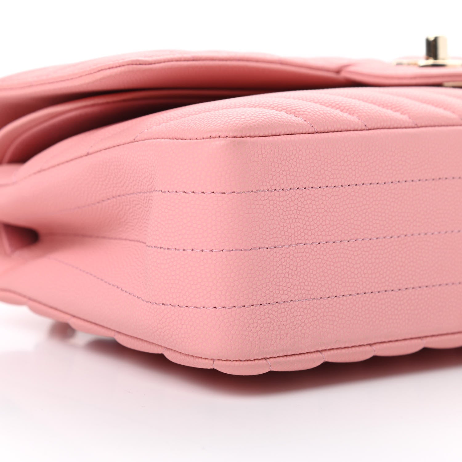 Chanel Caviar Flat Chevron Quilted Medium Double Flap Pink 9 of 12