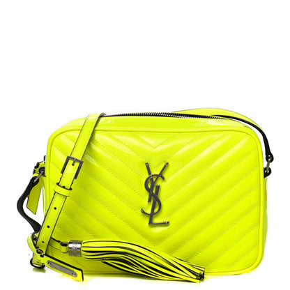 Saint Laurent Patent Calfskin Matelasse Monogram Lou Camera Bag Neon Yellow 1 of 4