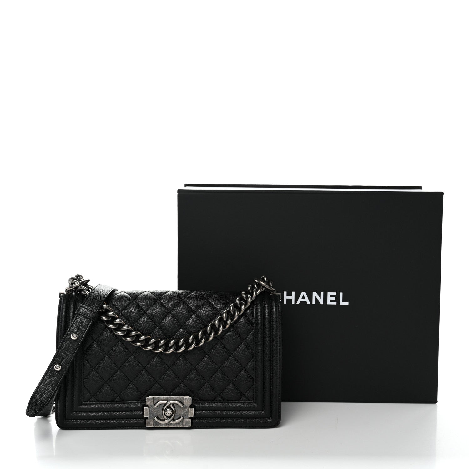 Chanel Caviar Quilted Medium Boy Flap Black 12 of 12