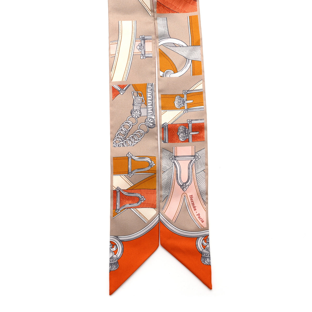 Silk Cavalcadour Remix Twilly Orange Beige Caramel