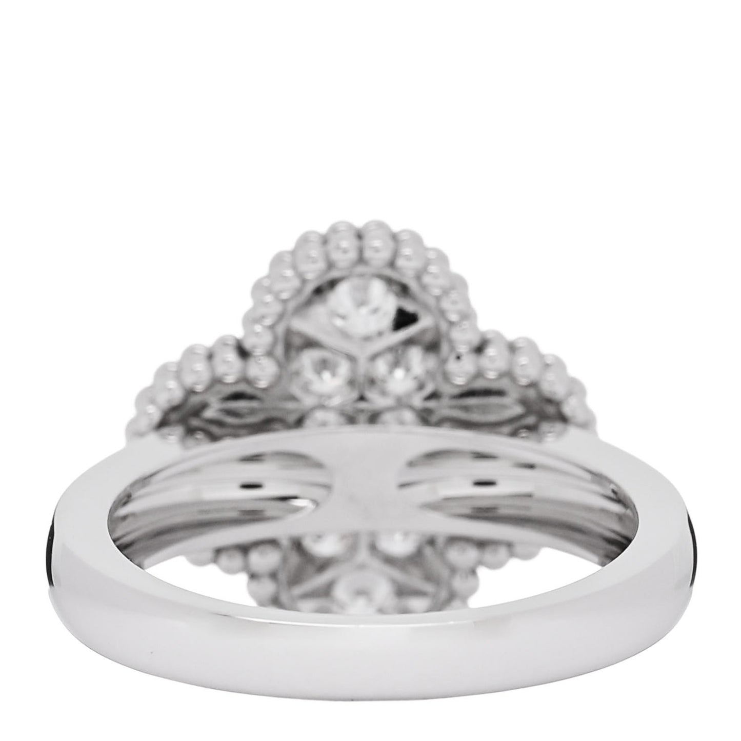 18K White Gold Diamond Vintage Alhambra Ring 50 5.25