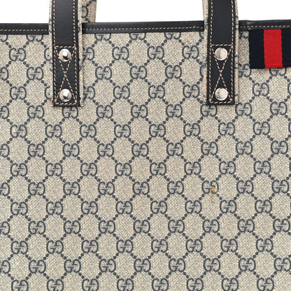 Gucci GG Plus Monogram Small Signature Web Loop Vertical Tote Navy 8 of 16