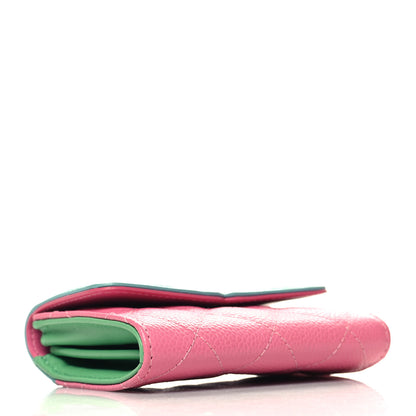 Chanel Caviar Quilted Filigree Flap Card Holder Pink Blue Green 4 of 10