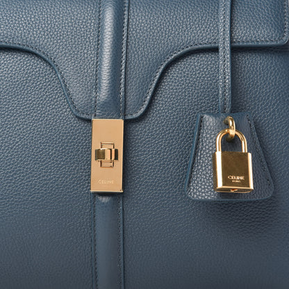 Celine Grained Calfskin Small 16 Top Handle Bag Petrol 10 of 10