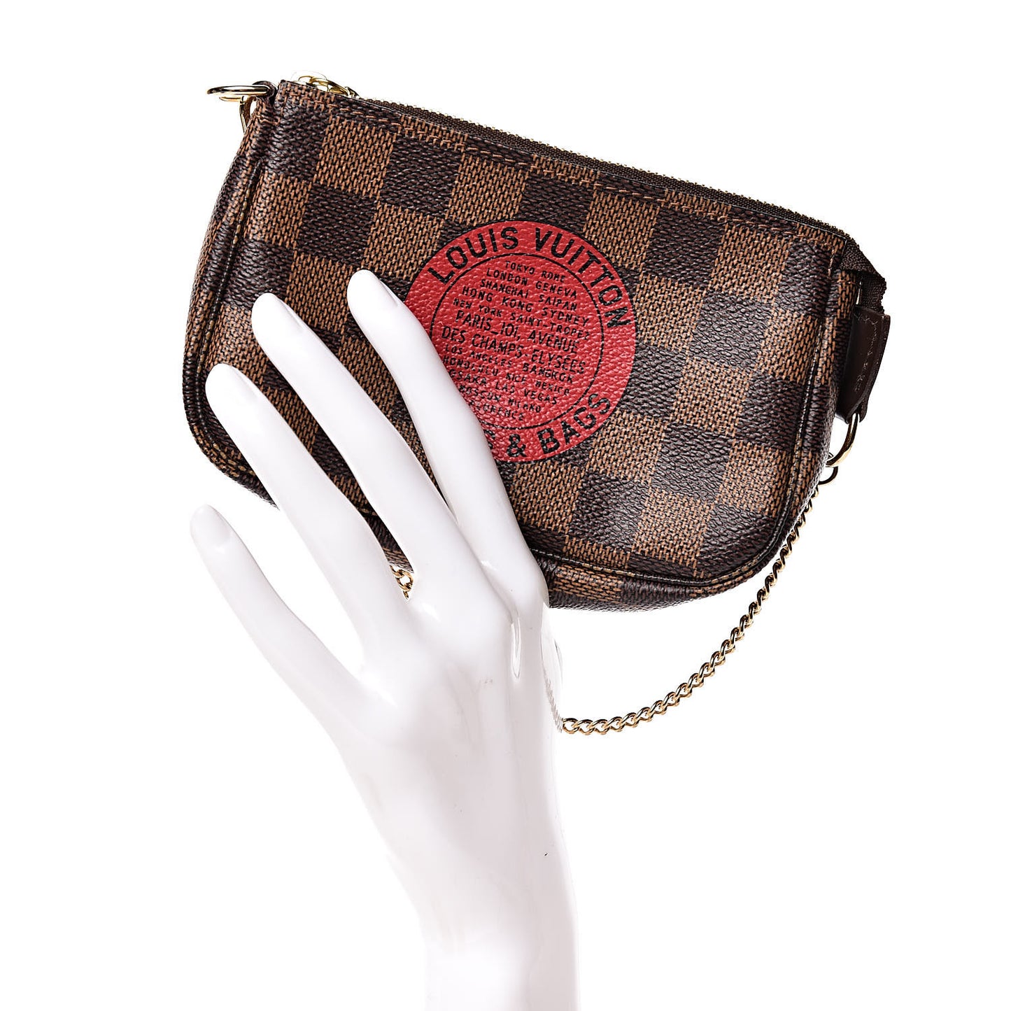 Damier Ebene Complice Trunks and Bags Mini Pochette Accessories Red