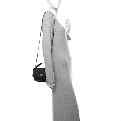 Chanel Calfskin Quilted Top Handle Flap Black 2 of 11