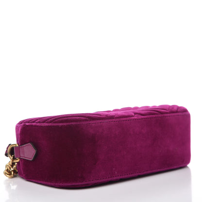 Gucci Velvet Matelasse Small GG Marmont Chain Shoulder Bag Fuchsia Violet Cyclamen 4 of 10